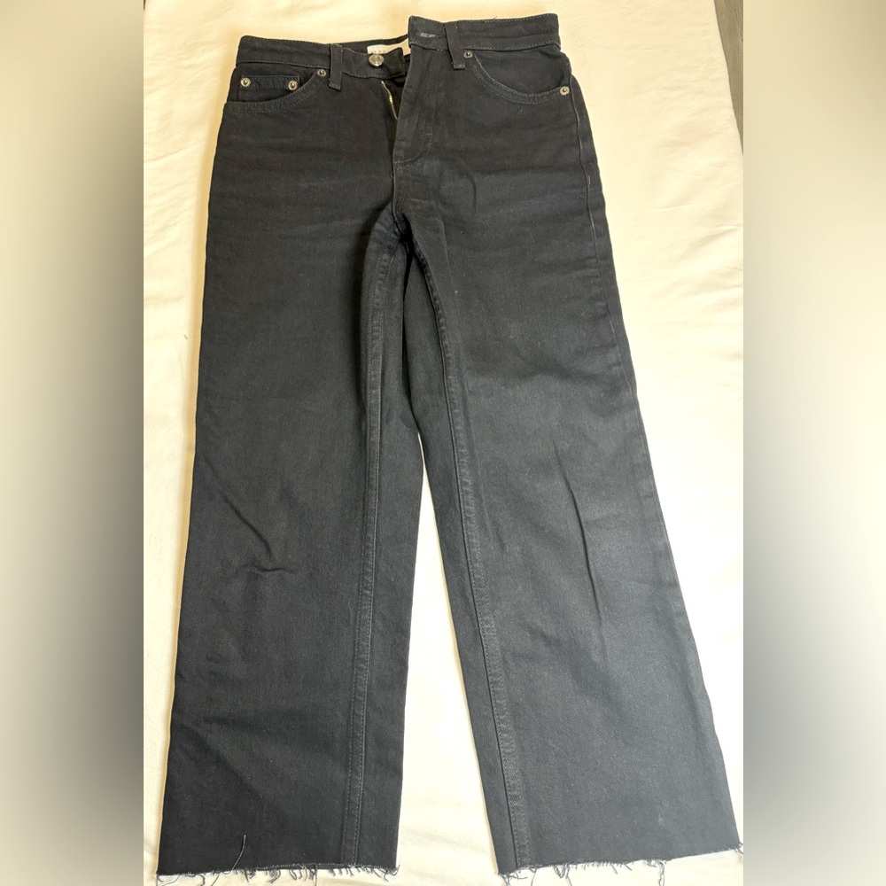Topshop Straight Leg Raw Hem Jeans